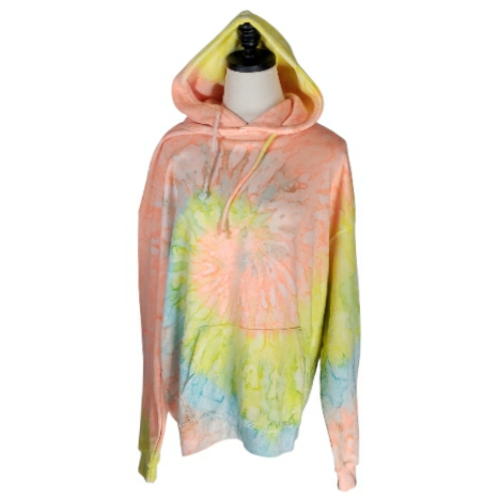 Dreamcicle Pastel Tye Die Women's Hoodie Summer Hippie Surfer Beach Coastal Med